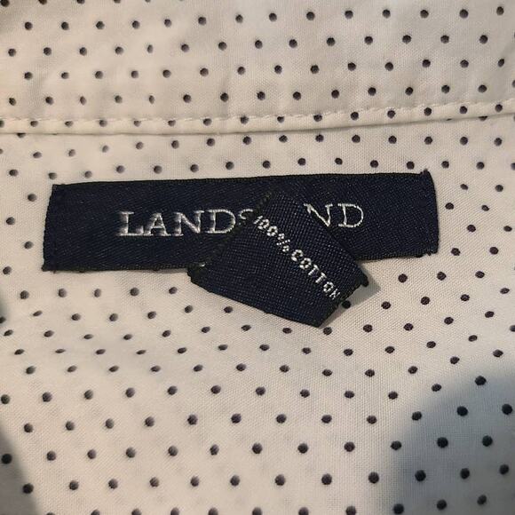 Lands End creamy white black polka dot long sleeve popover blouse - 2 - Picture 5 of 5